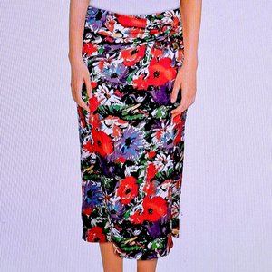 HANDMADE in Italy ART DEALER silk skirt Sz 28 ART TO WEAR flowers VERY RARE